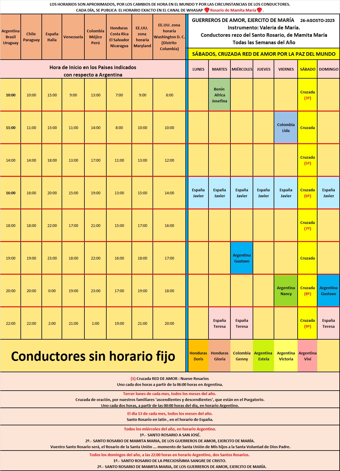 HORARIOS